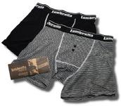 View Item Lambretta 2 Pair Pack Boxer Short Briefs Pants Rib Cotton Stripe / Black  